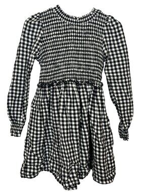 Wonder Nation Girls Black Gingham Dress Size 5 Long Sleeve Plaid